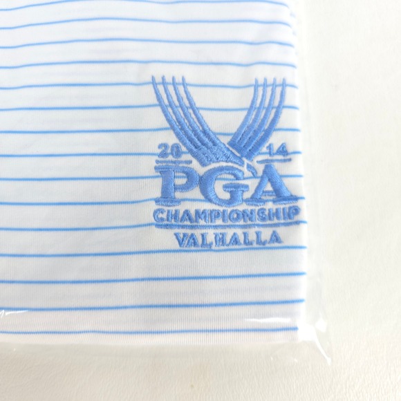 Nike‎ Golf Tour Performance Polo Large Striped PGA Valhalla 2014 Dri-Fit Shirt - Picture 8 of 16